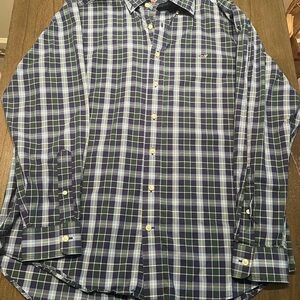 Vineyard Vines Navy and Green Checkered Shirt